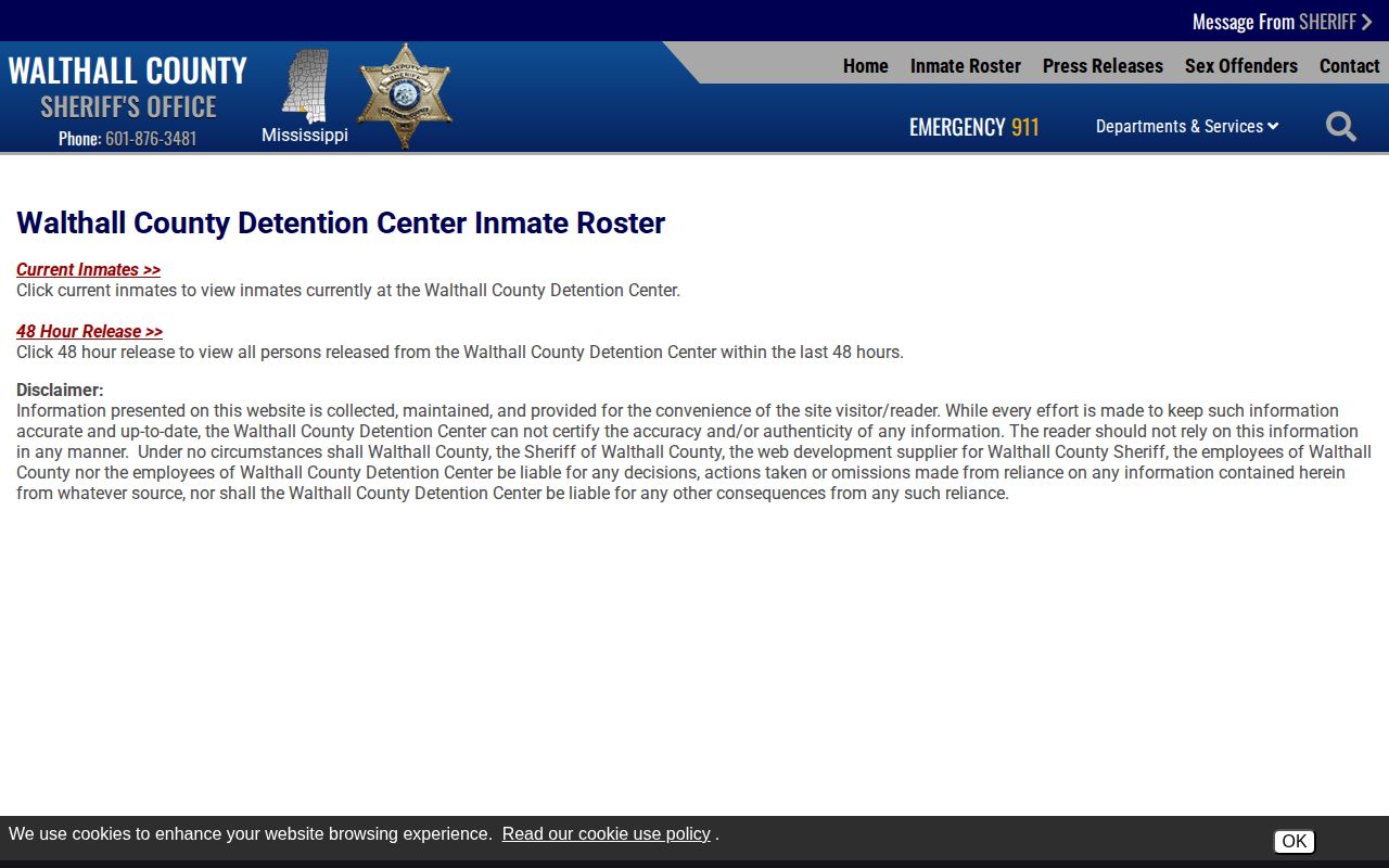 Walthall County released inmates and current roster selector