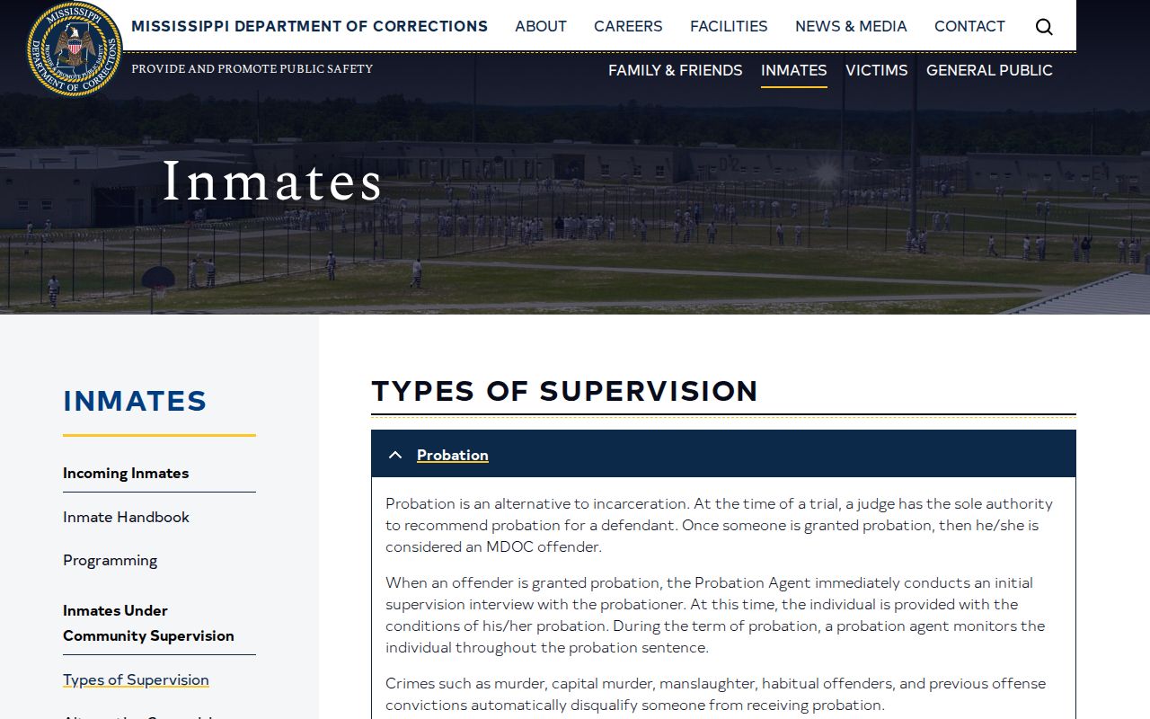 Walthall County post-release supervision types from MDOC