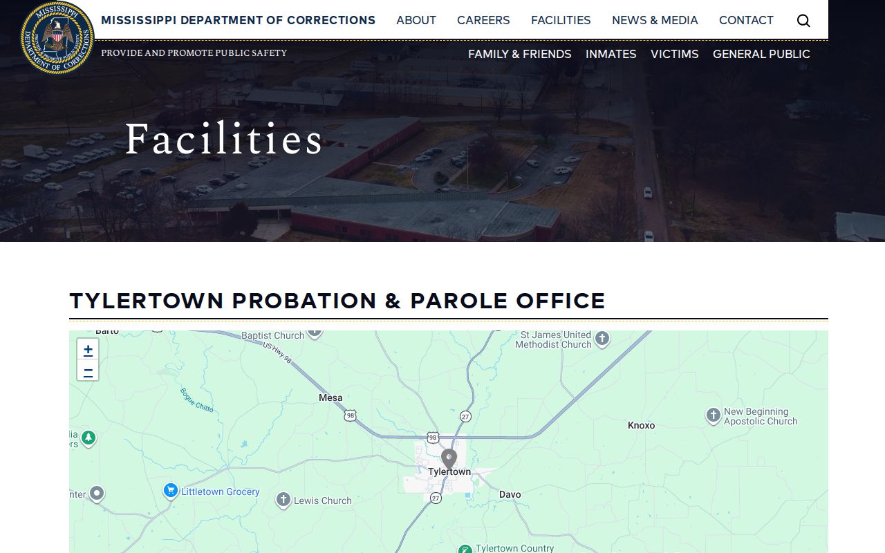 Walthall County parole and probation Tylertown office page