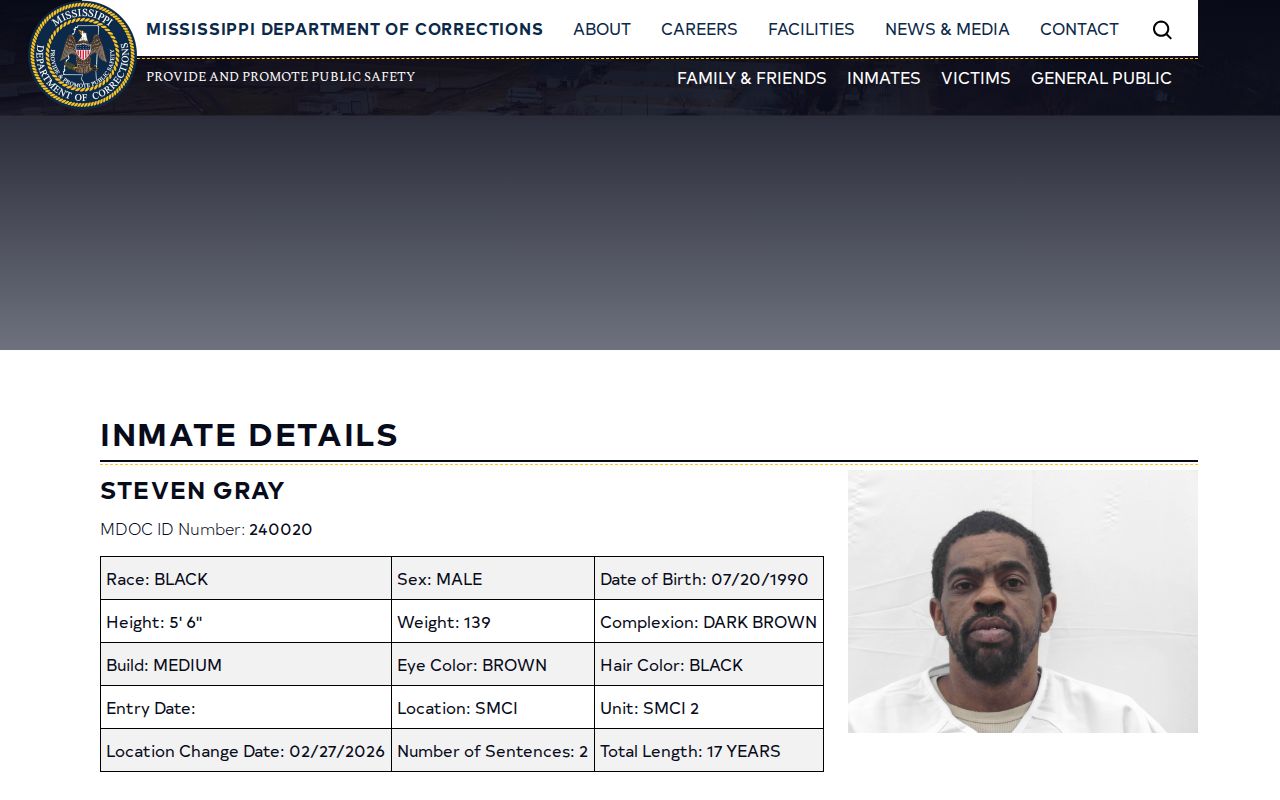 Walthall County projected release date shown in an MDOC inmate result
