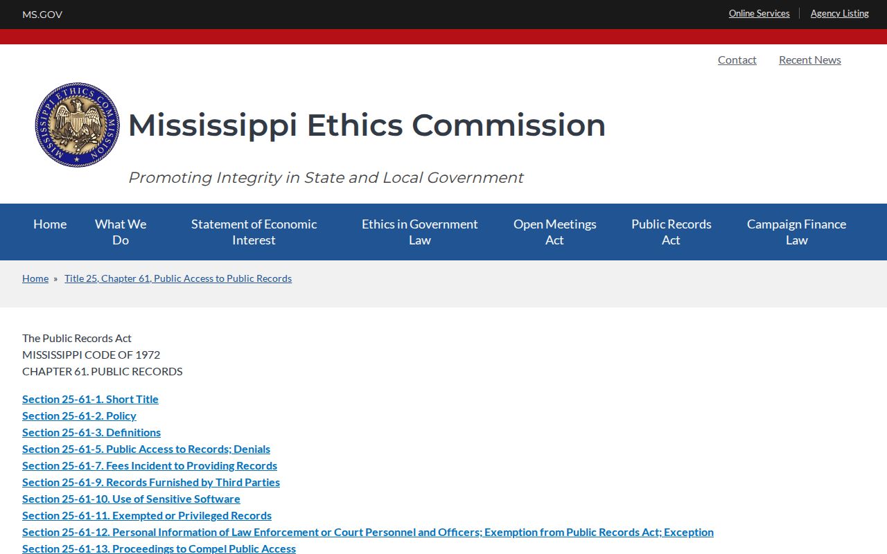 Mississippi public-record guidance for Walthall County released inmate mugshots
