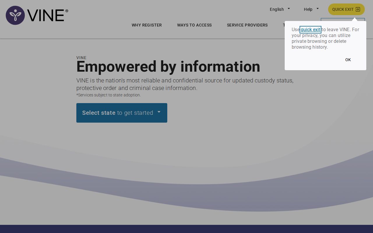 Walthall County VINELink inmate search screen for Mississippi